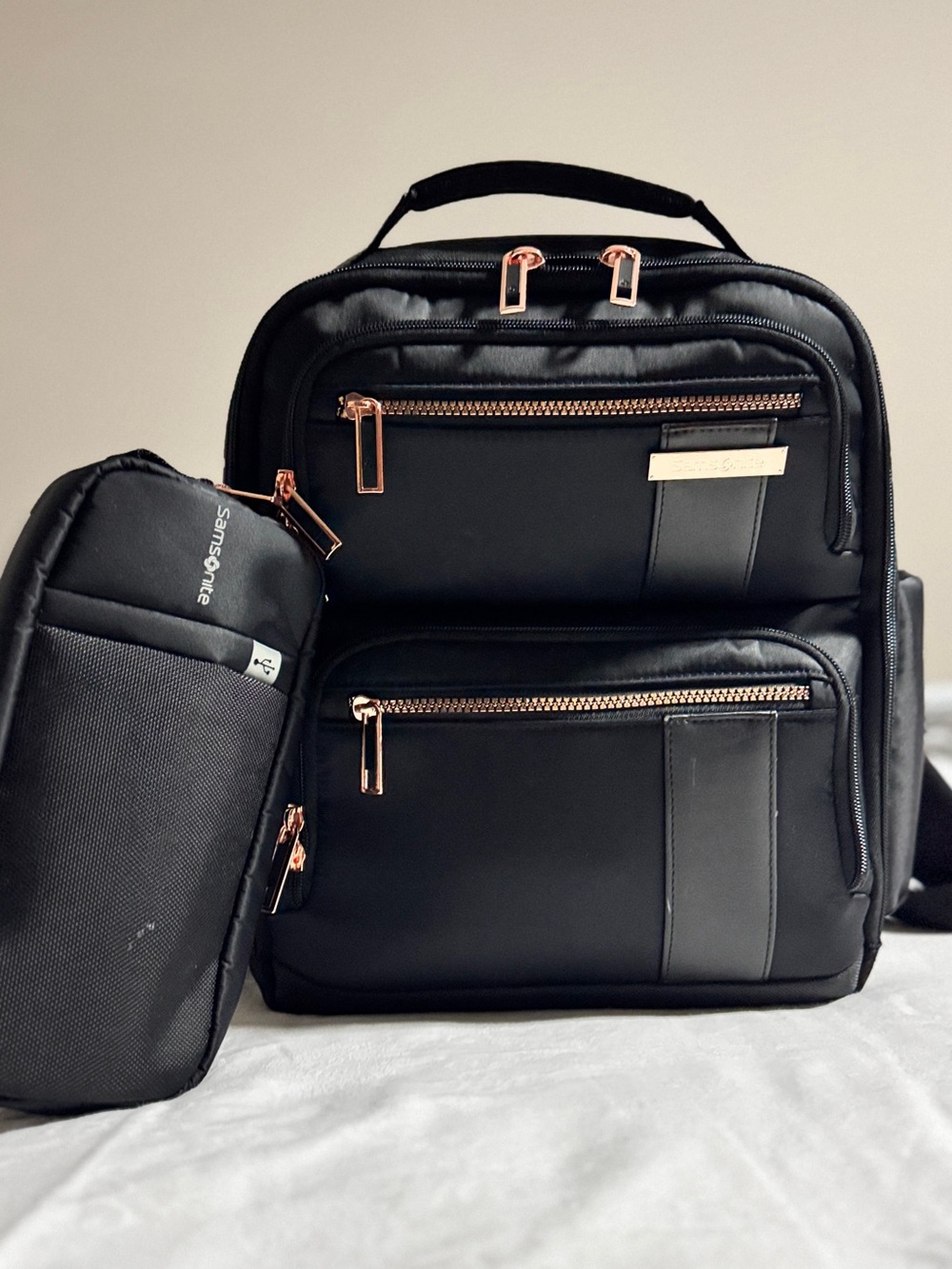Samsonite Black Backpack with Rose Gold Hardware - Picture 8 of 8